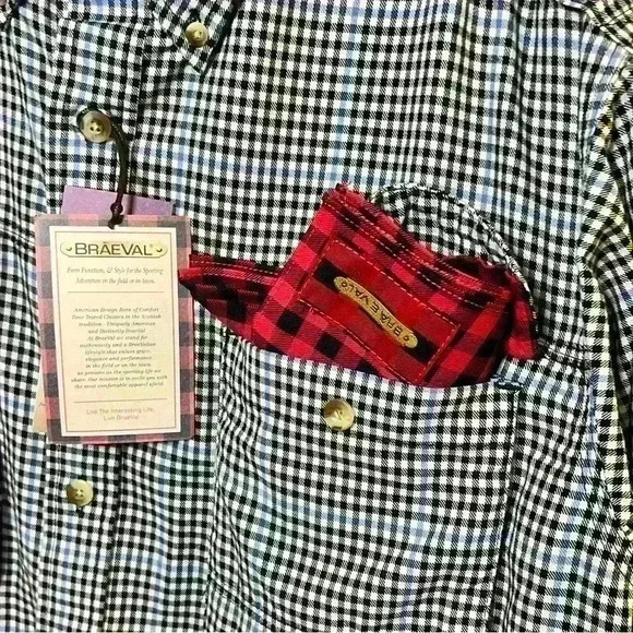 NWT Braeval men’s size M Tiera button down with pocket square - Picture 11 of 12